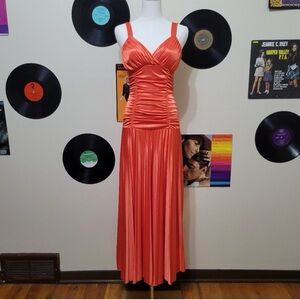 Deb | Y2K Ruched & Pleated Orange Prom Dress